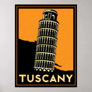Poster de voyage toscane art déco rétro italie