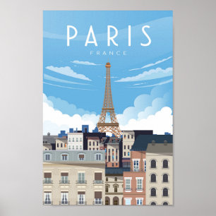 poster de voyage tour eiffel Paris France