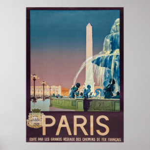 Poster de voyage vintage 1930 Paris