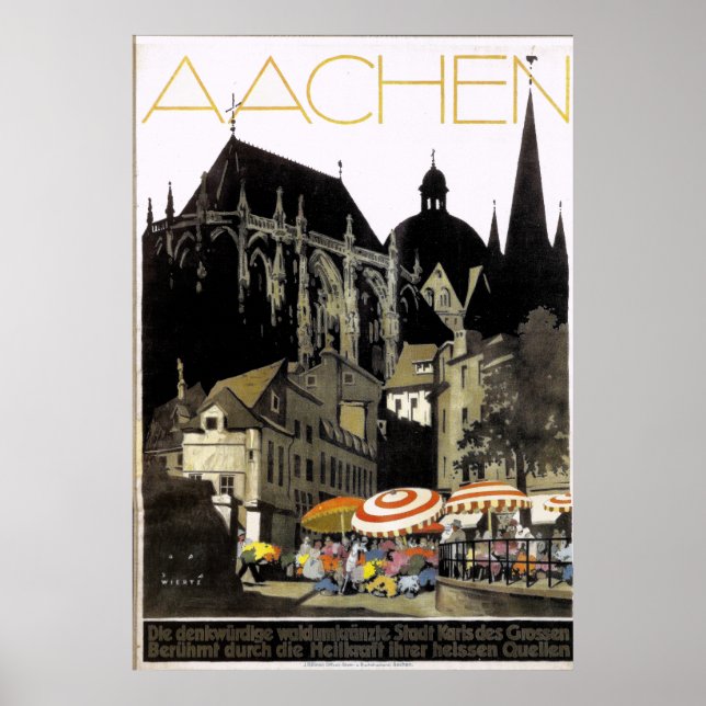 Poster de voyage vintage Aachen Allemagne (Devant)