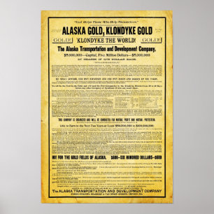 Poster de voyage vintage Alaskan Klondike Gold Rus