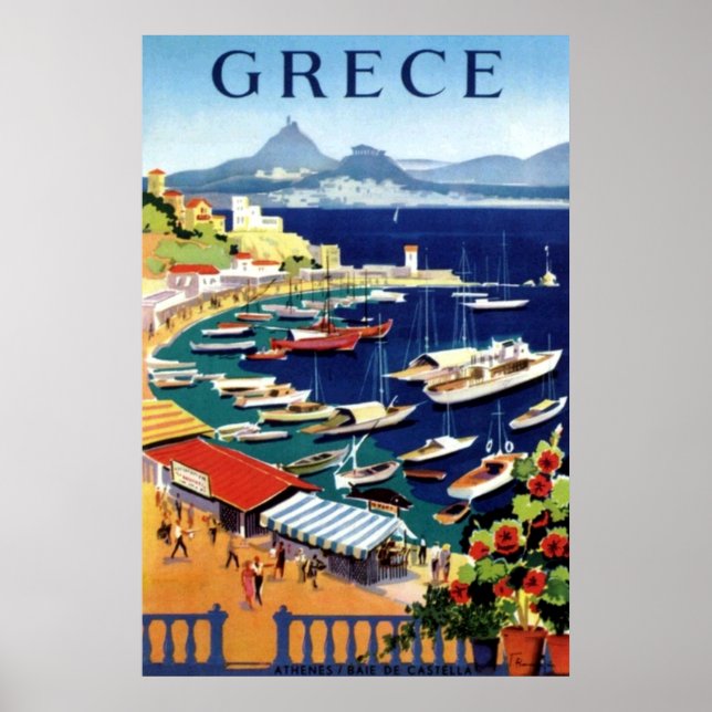 Poster de voyage vintage Athènes Grèce (Devant)