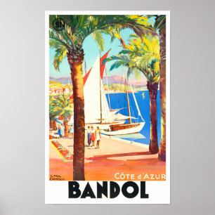 Poster de voyage vintage Bandol France