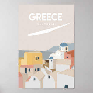 poster de voyage vintage de Grèce santorini