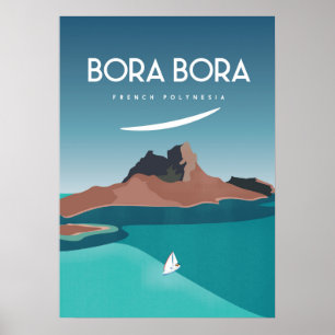 Poster de voyage vintage de l'île de Bora bora