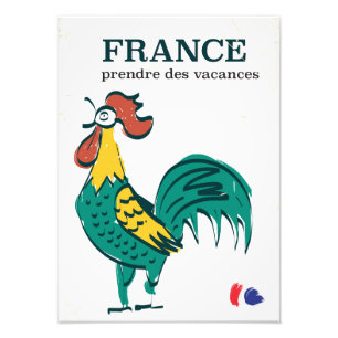 Poster de voyage vintage du coq en France
