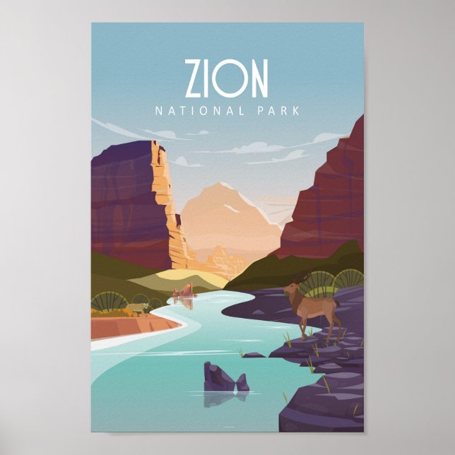 Poster de voyage vintage du parc national Zion (Devant)