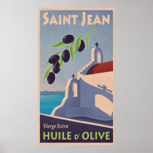 Poster de voyage vintage grec de l'huile d'olive