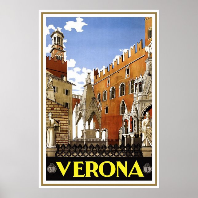 Poster de voyage Vintage italien "Vérone" (Devant)