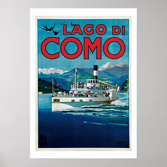 Poster de voyage vintage Lago di Como (Devant)