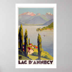 Poster de voyage vintage Lake Annecy France