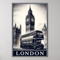 Poster de voyage vintage Londres Angleterre