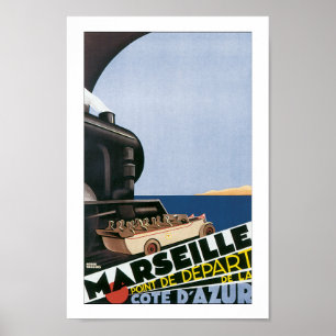 Poster de voyage vintage Marseille France Imprimer