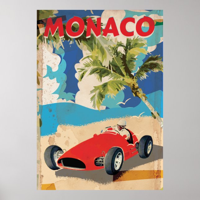 POSTER DE VOYAGE vintage MONACO RACING (Devant)