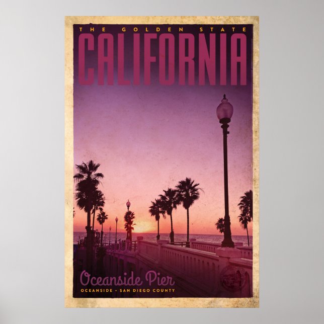 Poster de voyage vintage Oceanside Pier (Devant)