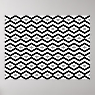 Poster de Zigzag en diamant noir et blanc