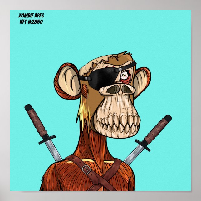 Poster de Zombie Ape Ninja #2850 NFT (Devant)