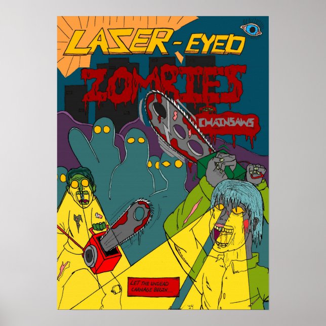Poster de Zombies au laser avec scies à tronçonneu (Devant)