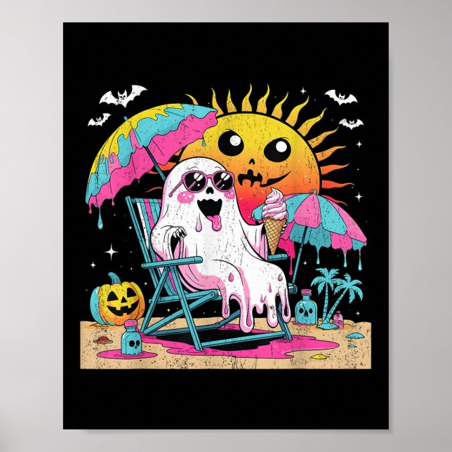 Poster Dead Inside Tan Extérieur Funny Ghost Beach Art (Devant)