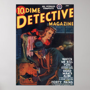 Poster Dead Man39 ; s Alibi Dime Detective Magazine