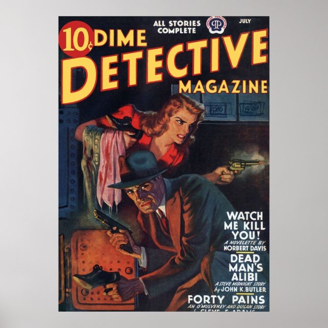 Poster Dead Man39 ; s Alibi Dime Detective Magazine (Devant)