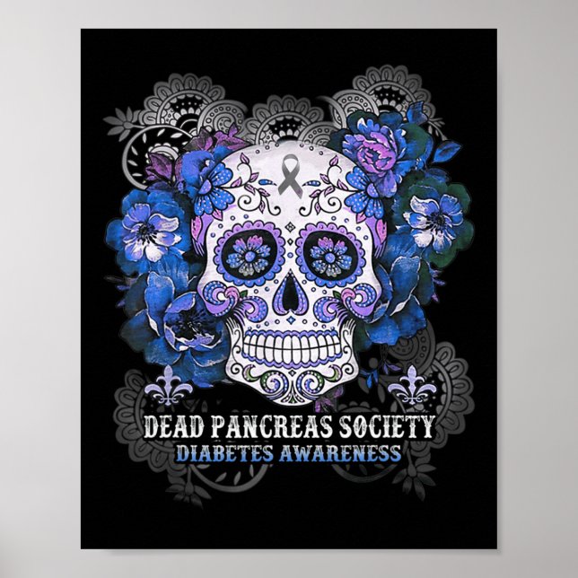 Poster Dead Pancreas Society Sugar Skull diabétique sensi (Devant)