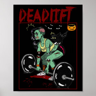 Poster Deadlifter Skeleton Weightlifter Bodybuilder entra