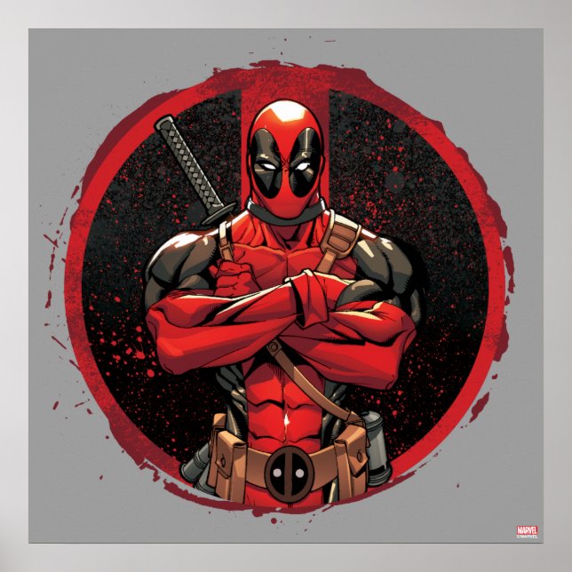 Poster Deadpool dans le logo Paint Splatter (Devant)