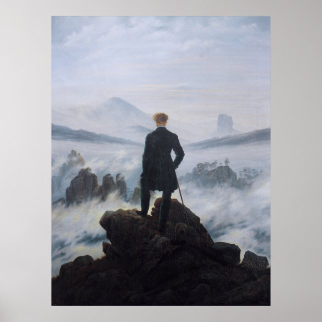 Poster Déambulateur au-dessus de la mer de brouillard (Devant)