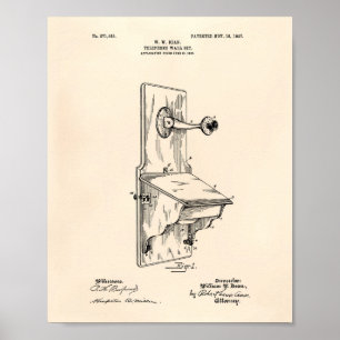 Poster Dean Wall Téléphone 1907 Brevet Art Old Peper