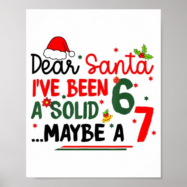 Poster Dear Santa 67 Funny Christmas Six Seven 6-7 Men Wo (Devant)