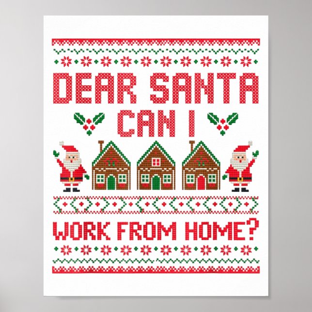 Poster Dear Santa Can I Work From Home Funny Ugly Christm (Devant)
