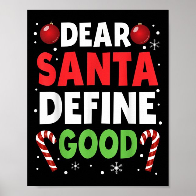 Poster Dear Santa Define Good Christmas Naughty Pajama Ma (Devant)