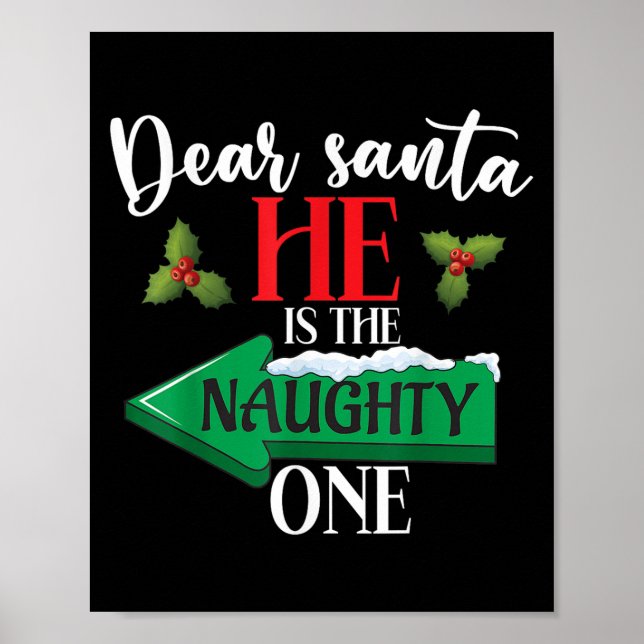 Poster Dear Santa He Is The Naughty One Couple Christmas  (Devant)