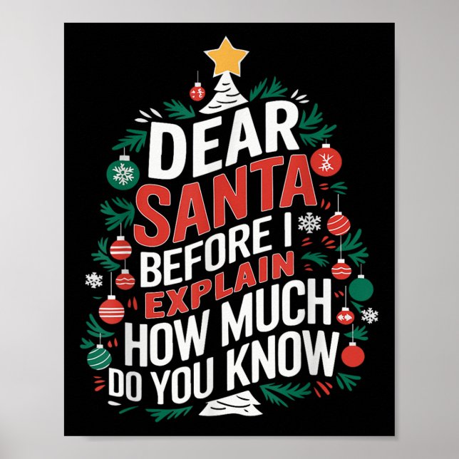 Poster Dear Santa I Can Explain Funny Christmas Pjs Tree  (Devant)