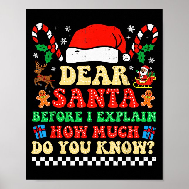 Poster Dear Santa I Can Explain Funny Christmas Xmas Squa (Devant)