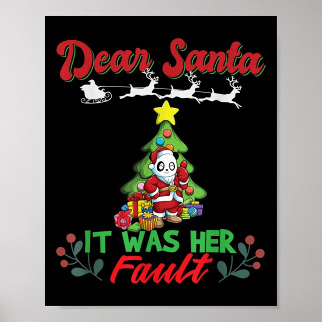 Poster Dear Santa It Was Her Fault Siblings Matching Xmas (Devant)