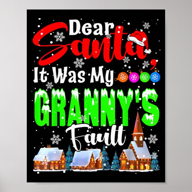 Poster Dear Santa It Was My Granny's Fault Santa Naughty  (Devant)