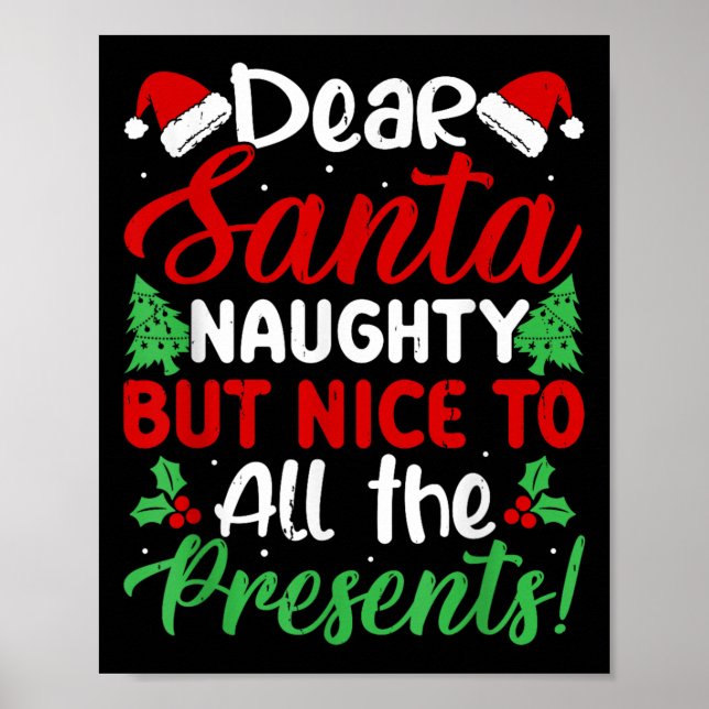 Poster Dear Santa Naughty But Nice To All The !  (Devant)