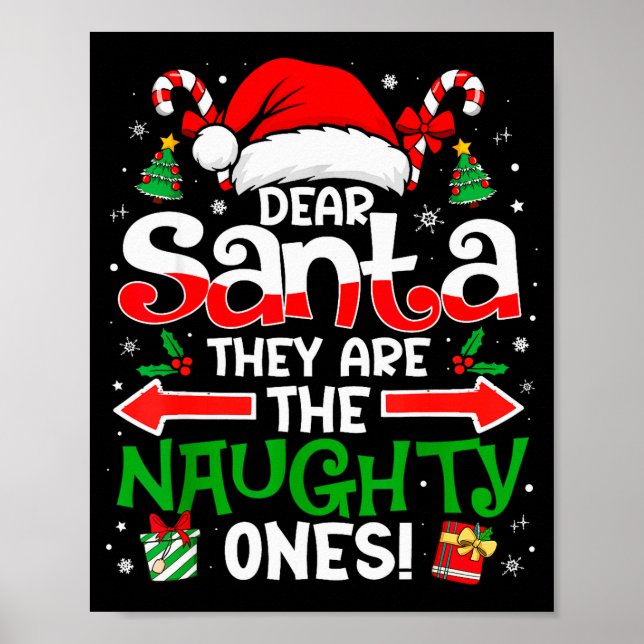 Poster Dear Santa They Naughty Ones Christmas Xmas Men Wo (Devant)