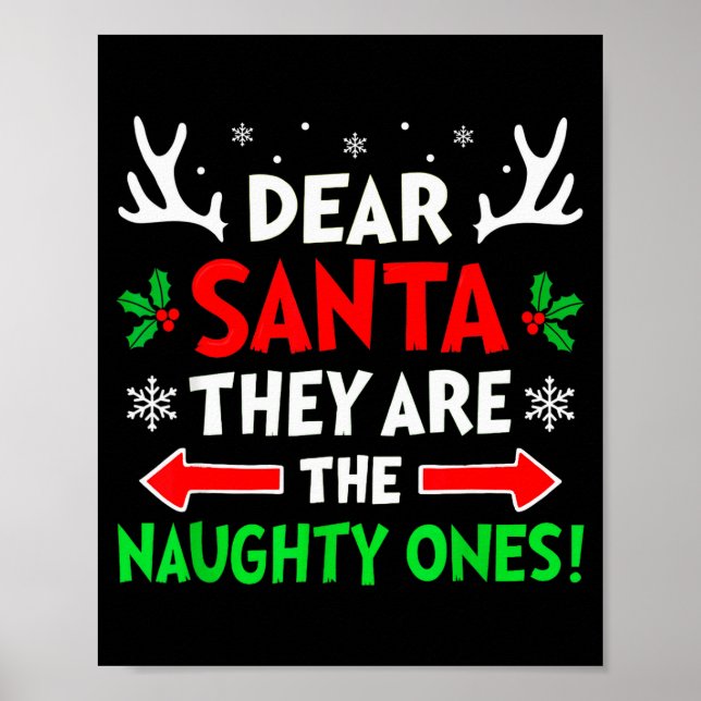 Poster Dear Santa They Naughty Ones Christmas Xmas Men Wo (Devant)