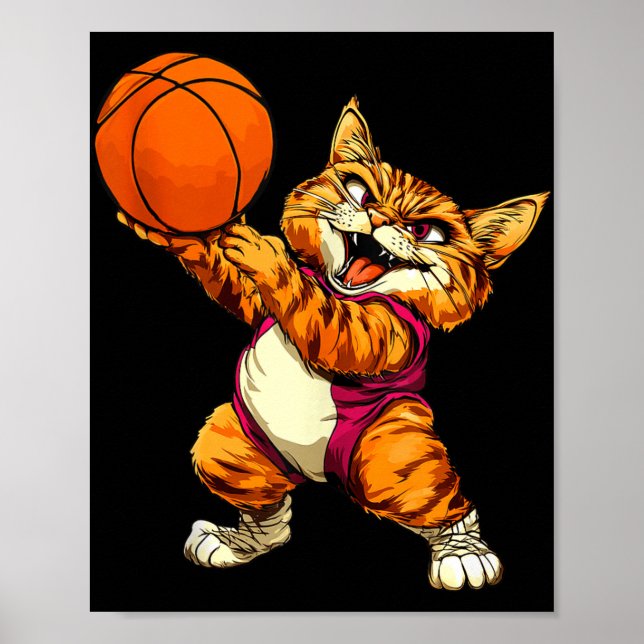 Poster Débardeur de chat de basket-ball (Devant)