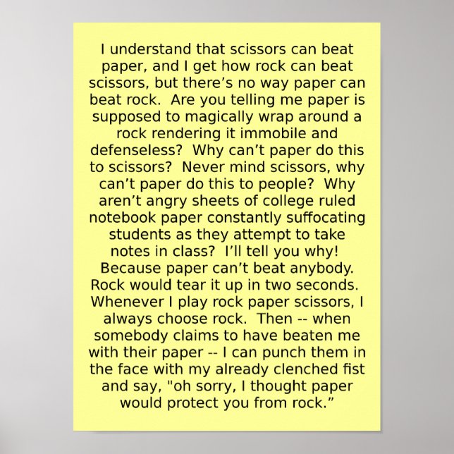 Poster Débat sur les ciseaux de papier rock Sympathique a (Devant)