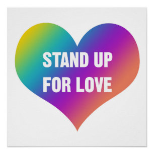 Poster Debout pour l'AMOUR (Coeur arc-en-ciel)
