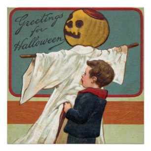Poster Début des années 1900 Vintage Halloween Salutation