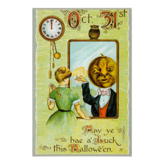 Poster Début des années 1900 Vintage Halloween Salutation