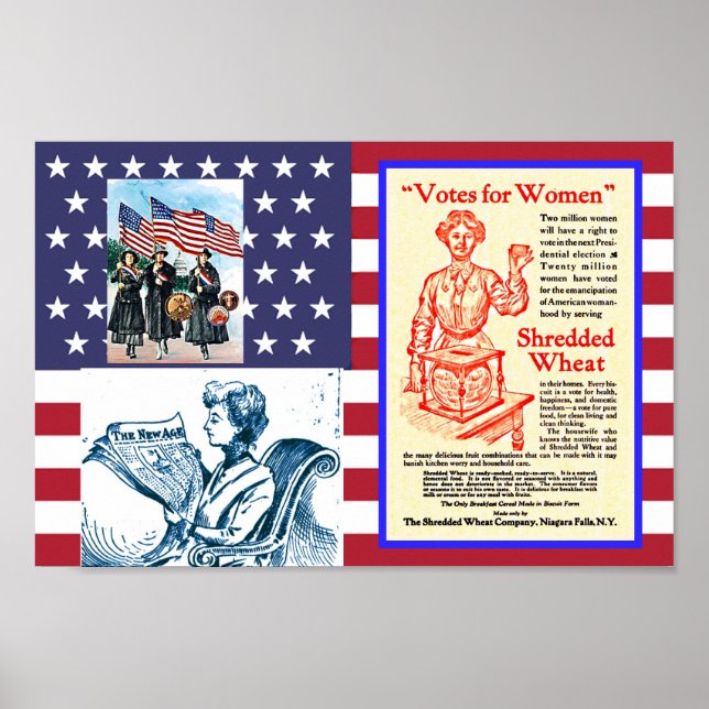 Poster Début du mouvement pour le suffrage féminin Amériq (Devant)