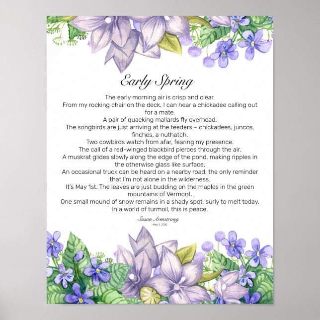 Poster Début du printemps dans le Vermont Poem (Devant)