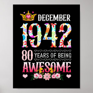 Poster Décembre 1942 80e anniversaire 80 ans merveilleux 