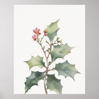 Poster Décembre Fleur de naissance Holly